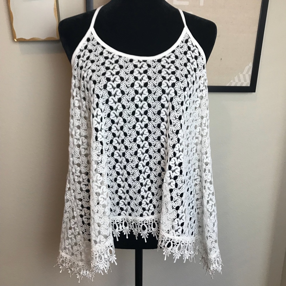 White Crochet Tank